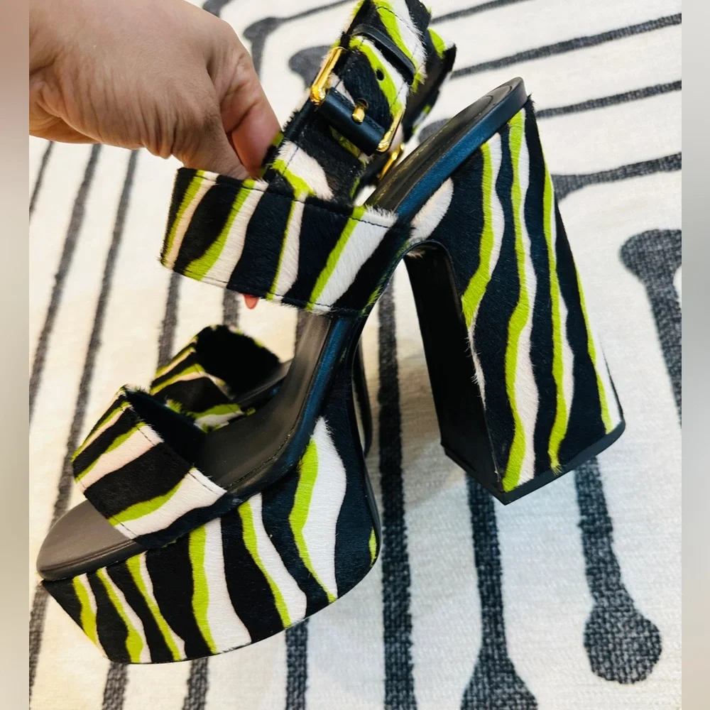Michael Kors Collection Printed Calf Hair Block Heel Platform